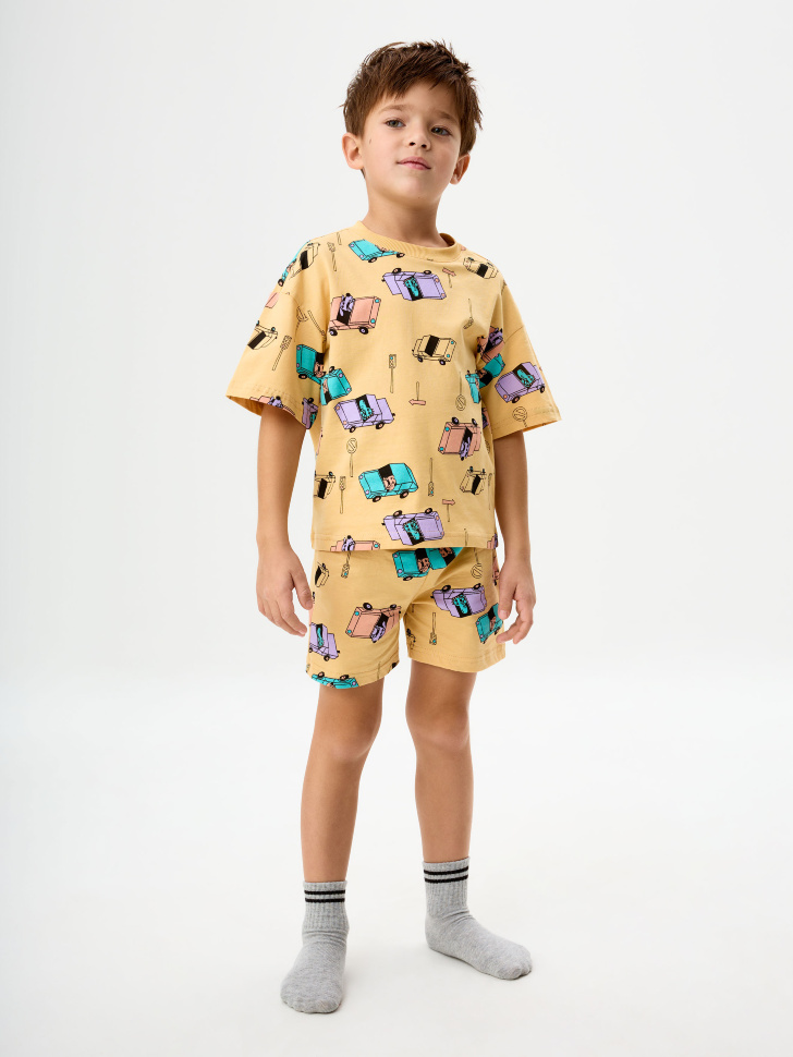 Трикотажная пижама с принтом для мальчиков трикотажная пижама с принтом для мальчиков