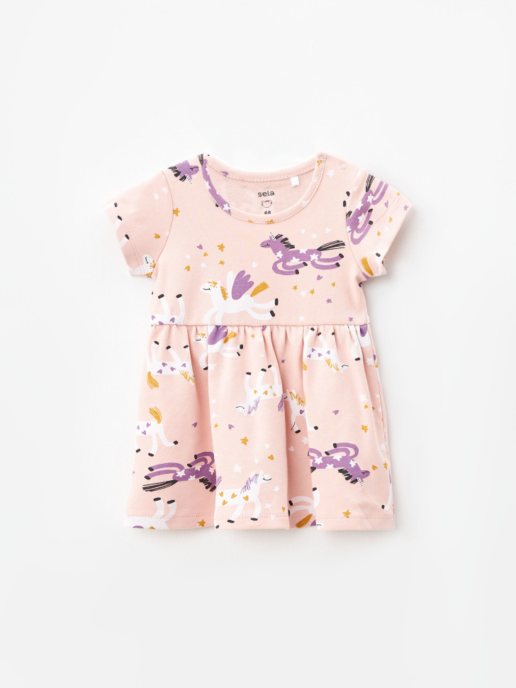 Трикотажное платье с принтом для малышей трикотажное платье с принтом для малышей
