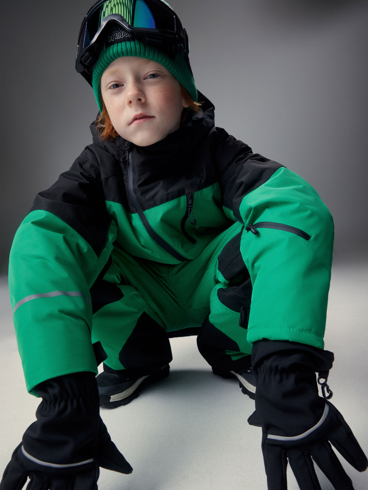 Горнолыжная куртка из технологичной мембраны с лямками для мальчиков горнолыжная куртка из технологичной мембраны с лямками для девочек