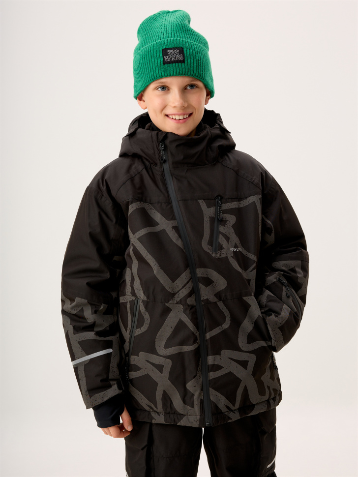 Горнолыжная куртка из технологичной мембраны с лямками для мальчиков горнолыжная куртка из технологичной мембраны с лямками для девочек