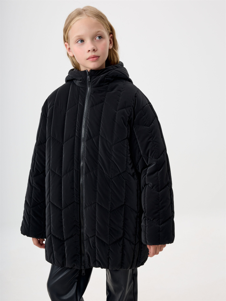 Стеганое пальто с капюшоном для девочек стеганое пальто с капюшоном шарфом