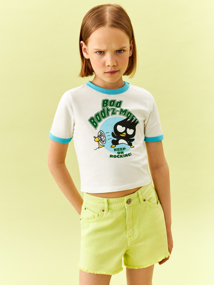 Укороченная футболка с принтом Hello Kitty and Friends для девочек закладка с резинкой friends how you doing