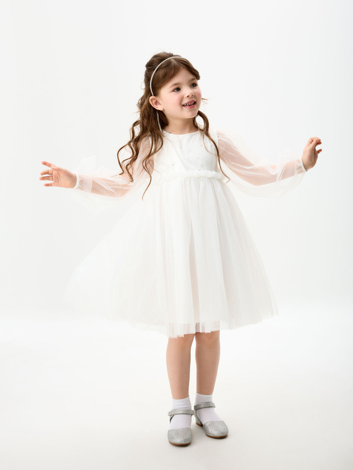Новогоднее белое платье со стразами для девочек платье для животных клубничка s дс 25 ог 35 см белое