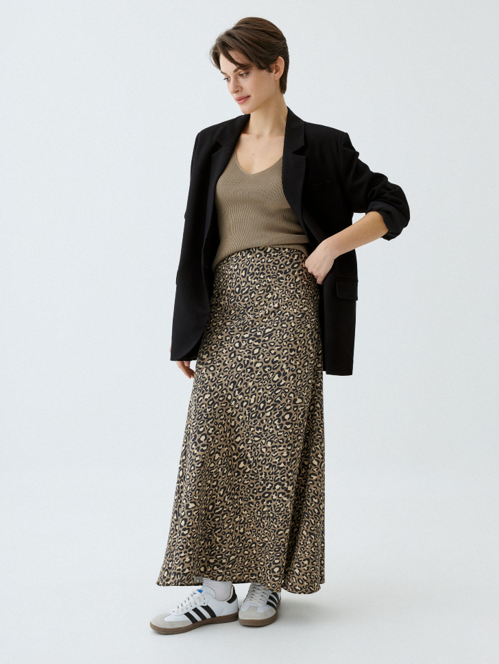 Леопардовая юбка макси юбка макси с верхом из сетки