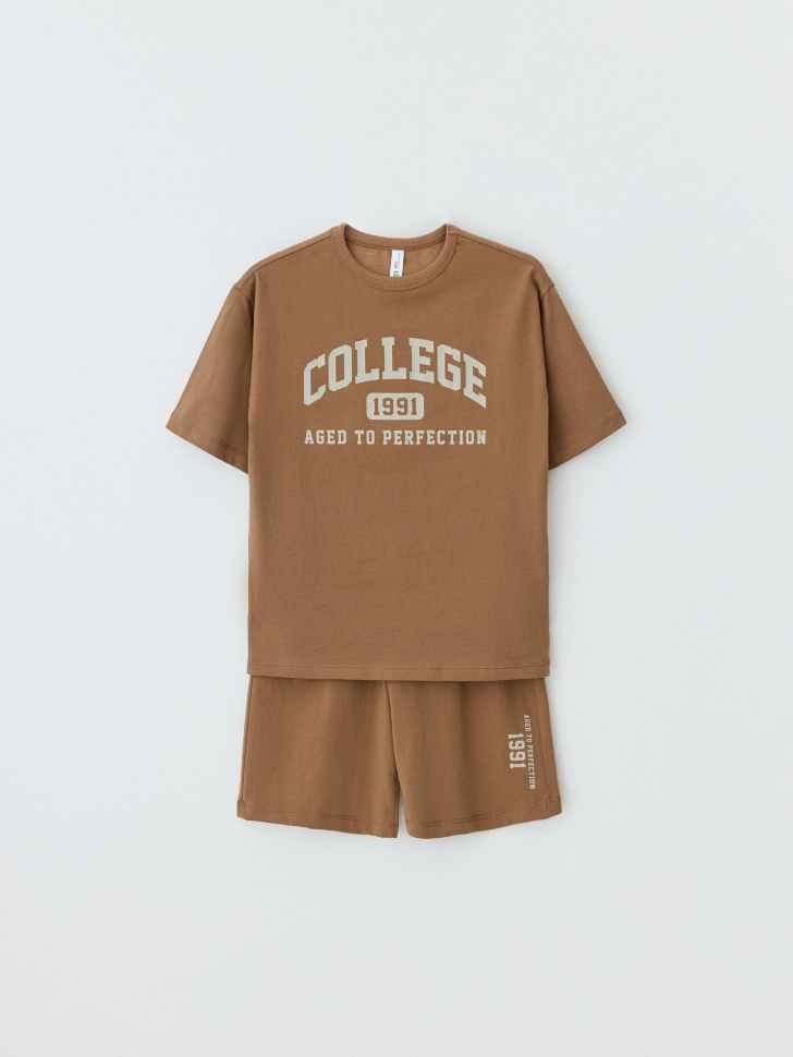 Комплект из футболки и шорт для мальчиков комплект трикотажный комбинезон чепчик хлопковый