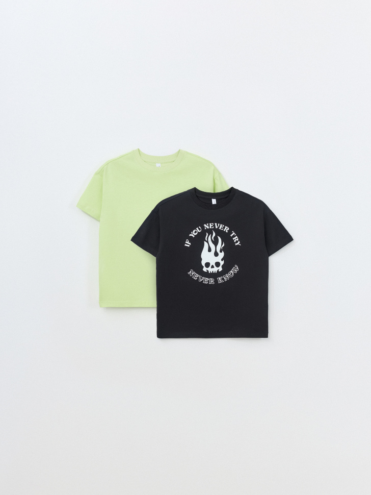 Набор из 2 футболок для мальчиков тарелка одноразовая бумажная однотонная зеленый 18 см набор 10 штук