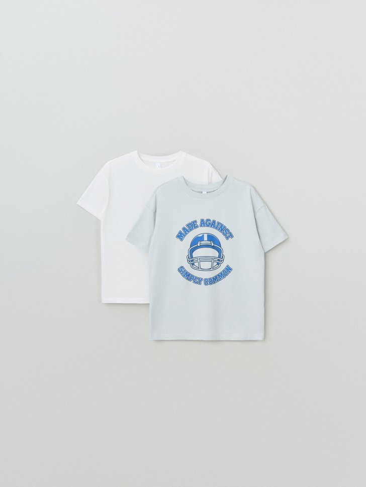 Набор из 2 футболок для мальчиков тарелка одноразовая бумажная однотонная голубой 18 см набор 10 штук