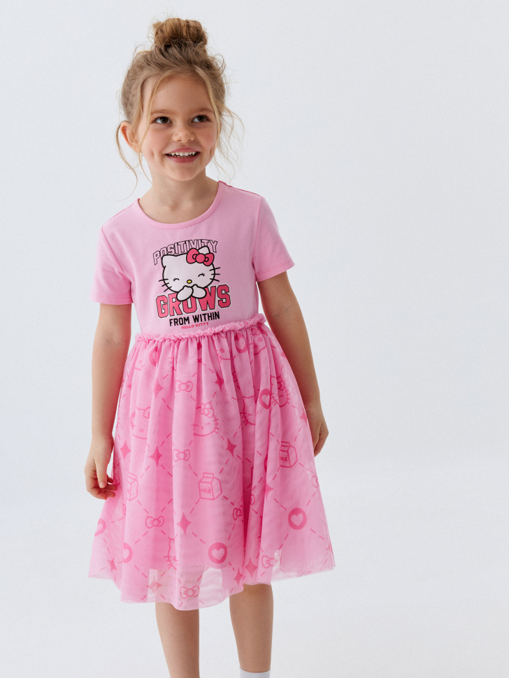 Платье Hello Kitty с юбкой из сетки для девочек миска керамическая nd play hello kitty искусство 99839 17 5 см
