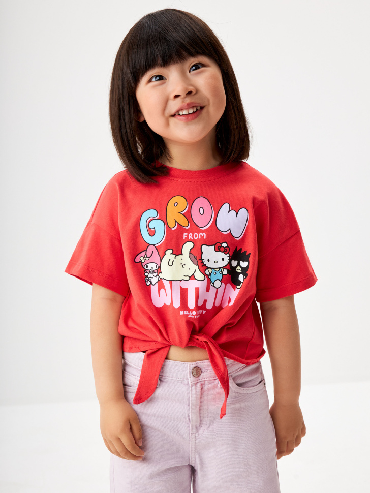 Укороченная футболка с принтом Hello Kitty and Friends для девочек закладка с резинкой friends how you doing