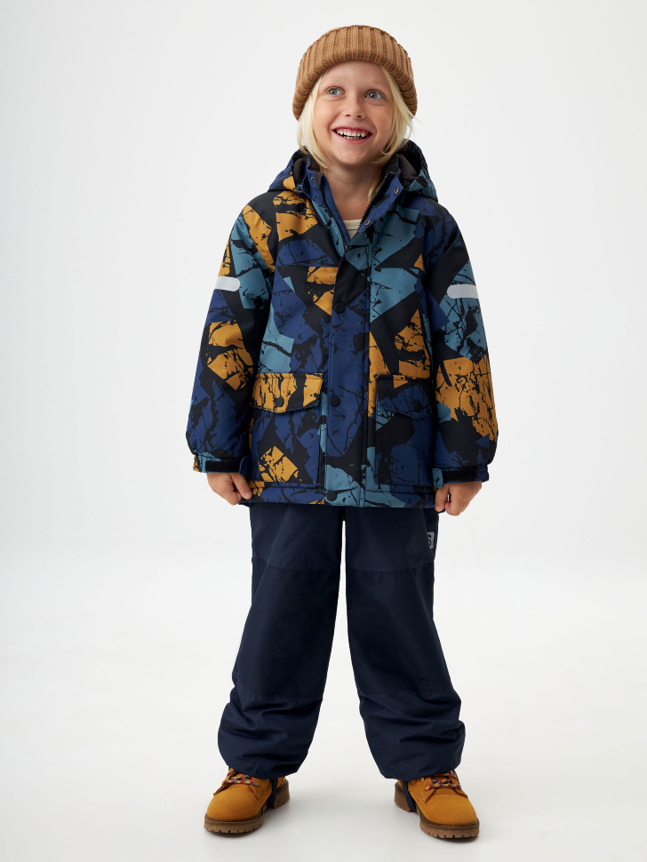 Куртка из технологичной мембраны с лямками для мальчика утепленные брюки из технологичной мембраны для малышей