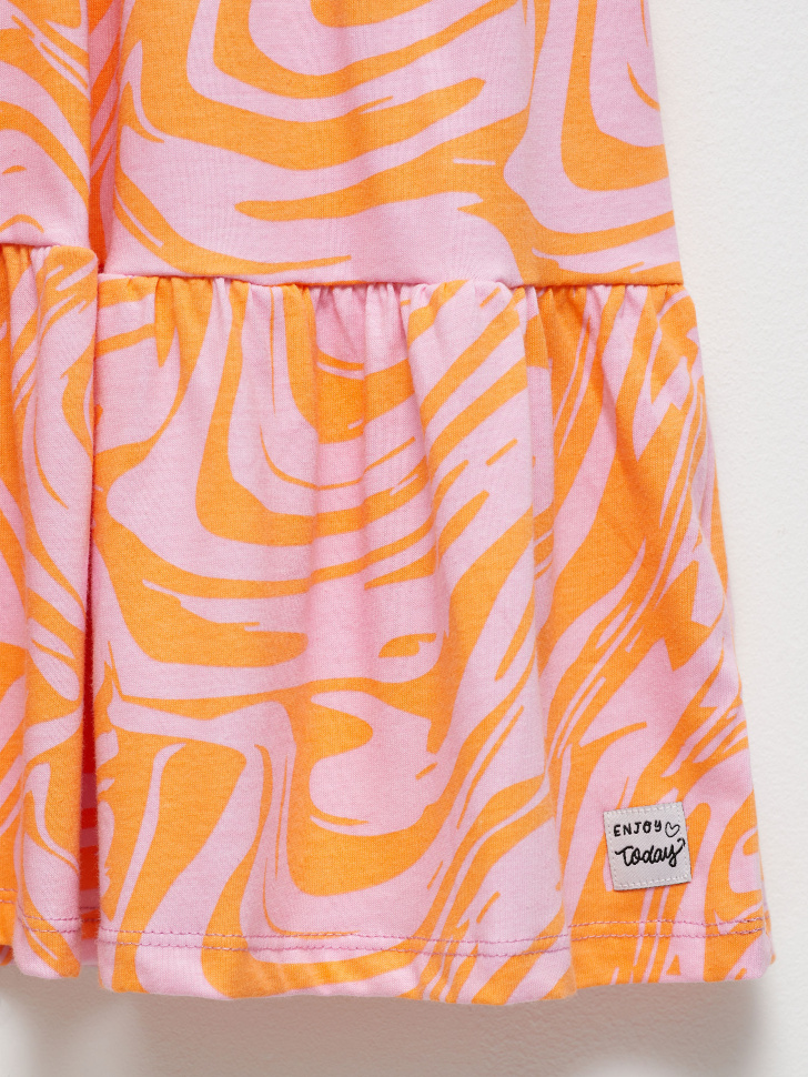 Трикотажное платье с принтом для девочек (оранжевый, 134) sela 4680129766436 - фото 2