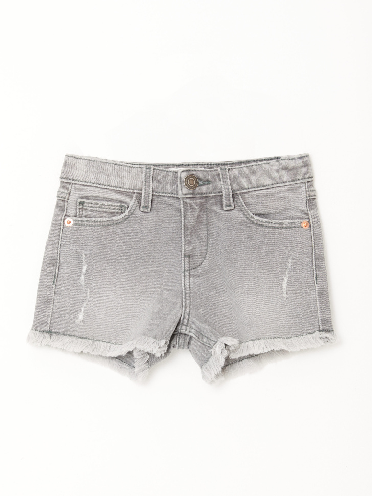 Джинсовые шорты с необработанными краями для девочек (серый, 98/ 3-4 YEARS) sela 4603375568814 - фото 2