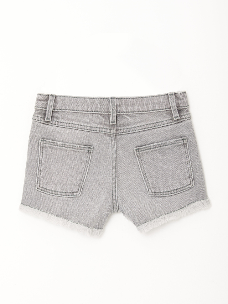 Джинсовые шорты с необработанными краями для девочек (серый, 98/ 3-4 YEARS) sela 4603375568814 - фото 4