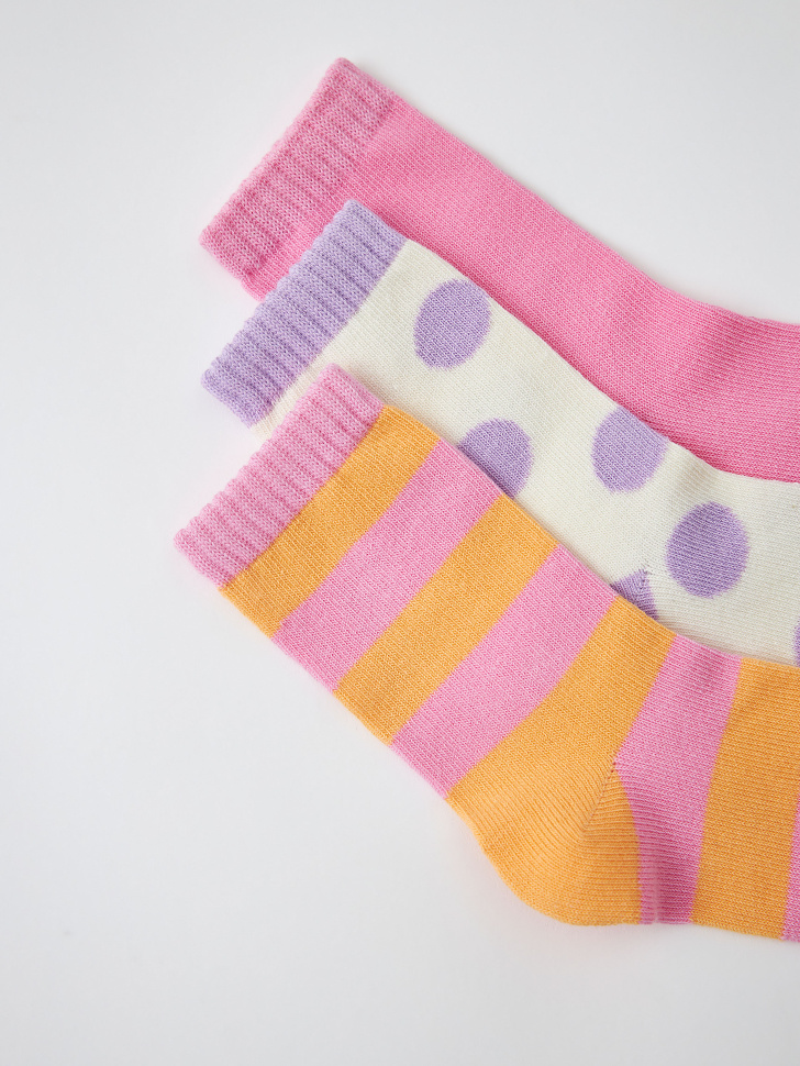 Набор из 3 пар носков для девочек (принт, 14-16) sela 4680168367854 - фото 1