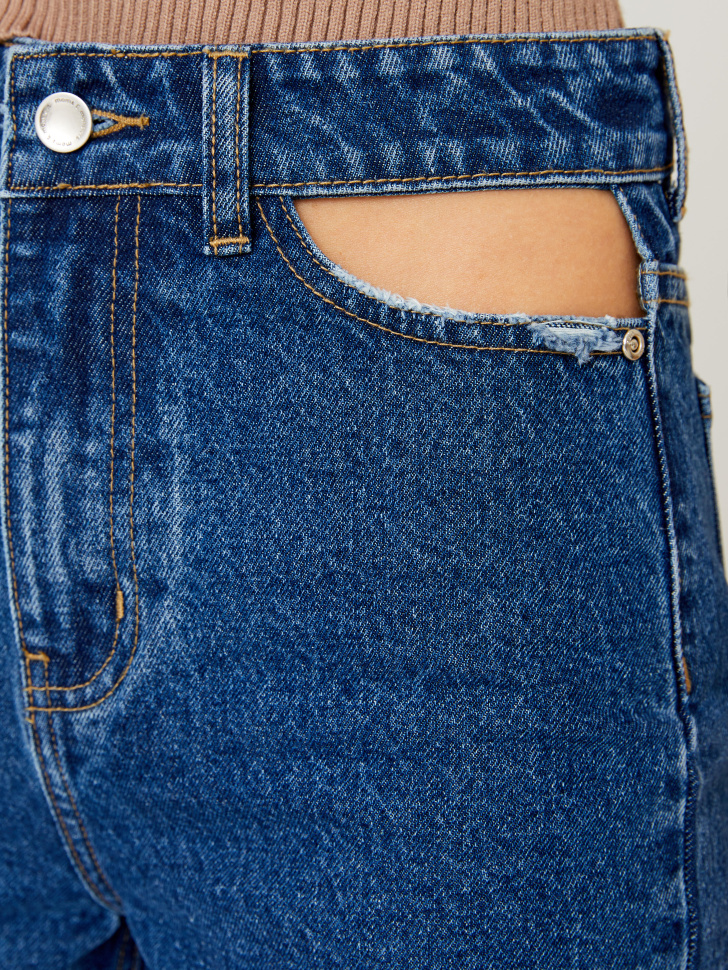 Джинсы с вырезами на карманах (синий, S) sela 4680129170288 - фото 5