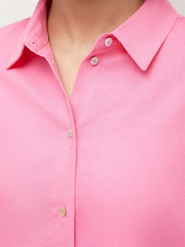Рубашка из смесового льна (розовый, XS) sela 4680129600099 - фото 4