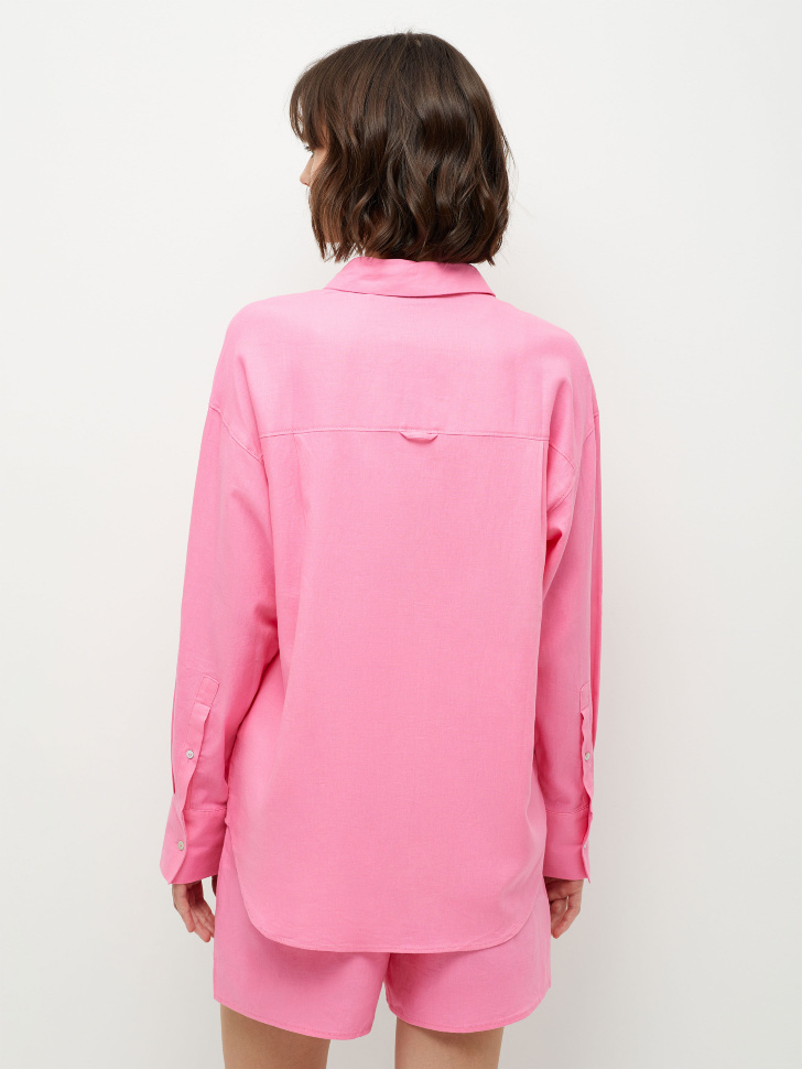 Рубашка из смесового льна (розовый, XS) sela 4680129600099 - фото 5