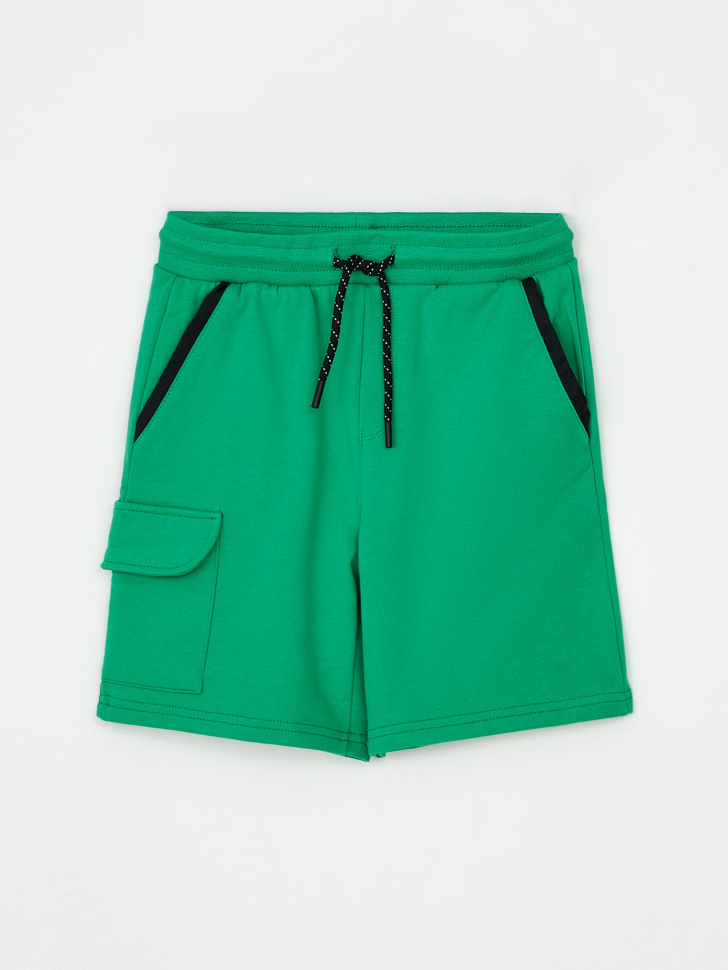 Трикотажные шорты с накладным карманом для мальчиков (зеленый, 122) sela 4640226011747 - фото 1