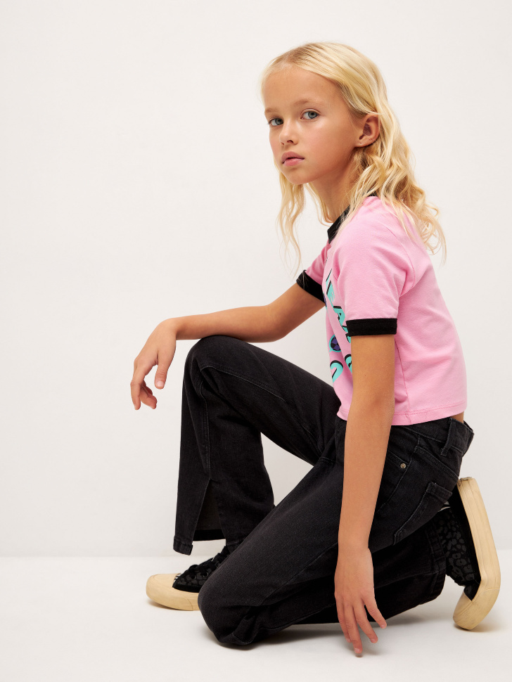 брюки джинсовые для девочек (черный, 128) sela 4680129958282 - фото 5