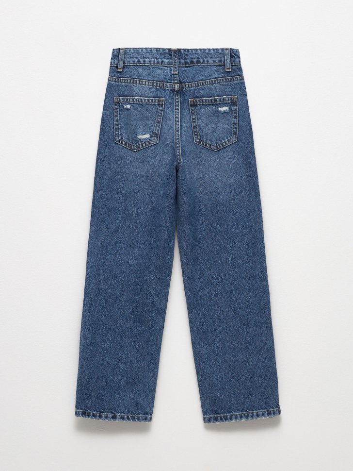 Рваные широкие джинсы для девочек (синий, 140) sela 4680129706234 - фото 3