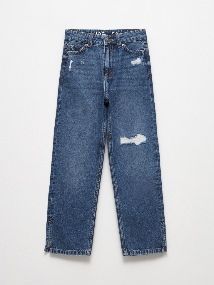 Рваные широкие джинсы для девочек (синий, 134) sela 4680129706227 - фото 4