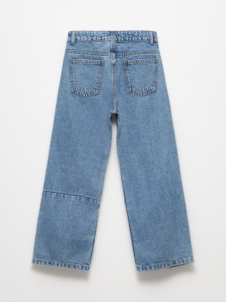 Широкие джинсы пэчворк для девочек (синий, 140) sela 4680129707132 - фото 4