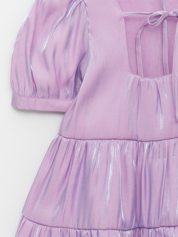 Ярусное платье с эффектом металлик для девочек (розовый, 152) sela 4680129415372 - фото 3