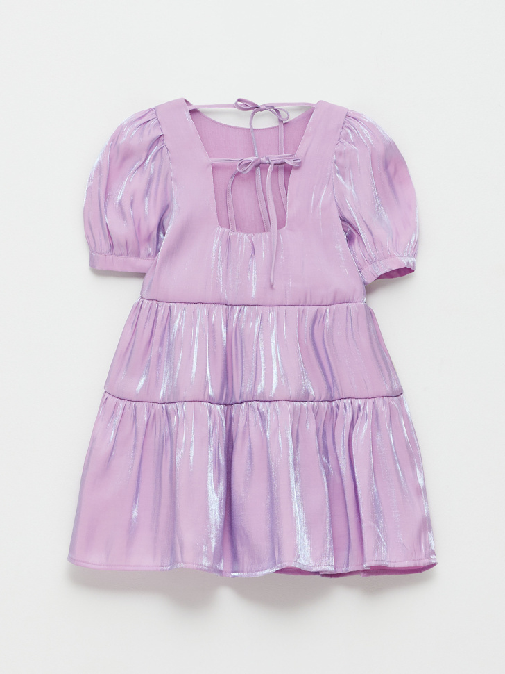 Ярусное платье с эффектом металлик для девочек (розовый, 152) sela 4680129415372 - фото 4