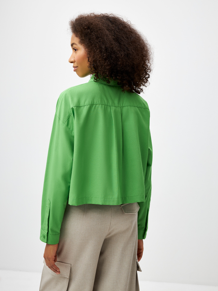 Укороченная рубашка (зеленый, S) sela 4680168453526 - фото 5