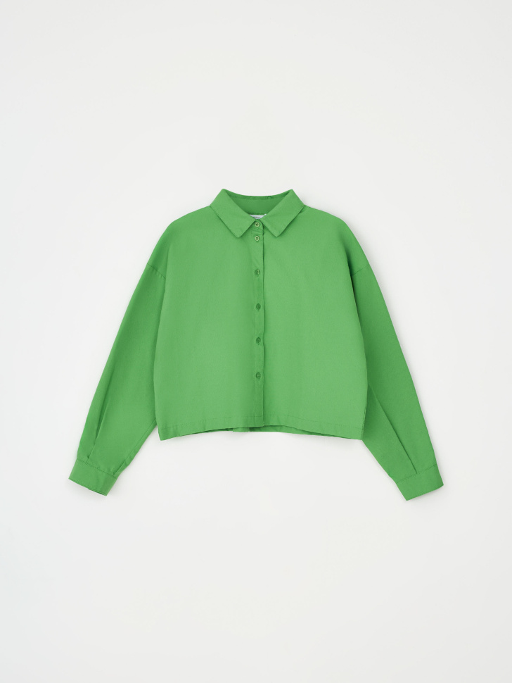 Укороченная рубашка (зеленый, S) sela 4680168453526 - фото 8