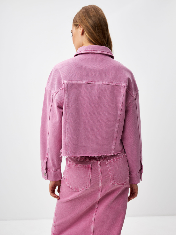 Укороченная джинсовая куртка из органического хлопка  (розовый, XS) sela 4680168688065 - фото 5