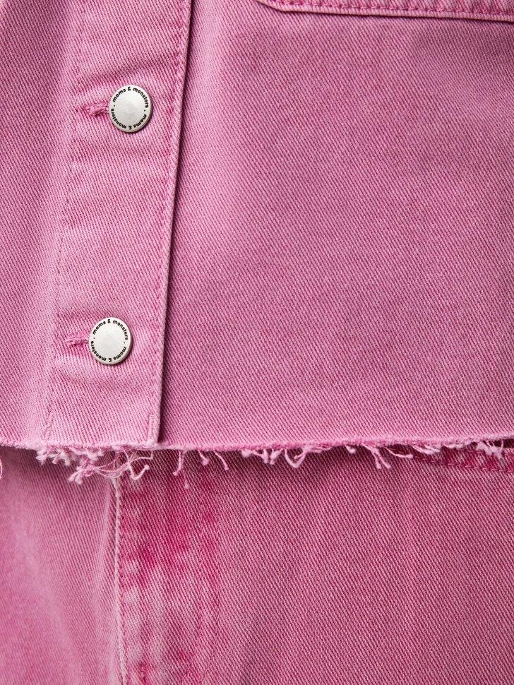 Укороченная джинсовая куртка из органического хлопка  (розовый, XS) sela 4680168688065 - фото 7