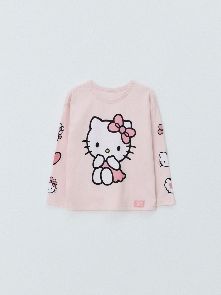 Пижамный лонгслив с принтом Hello Kitty для девочек