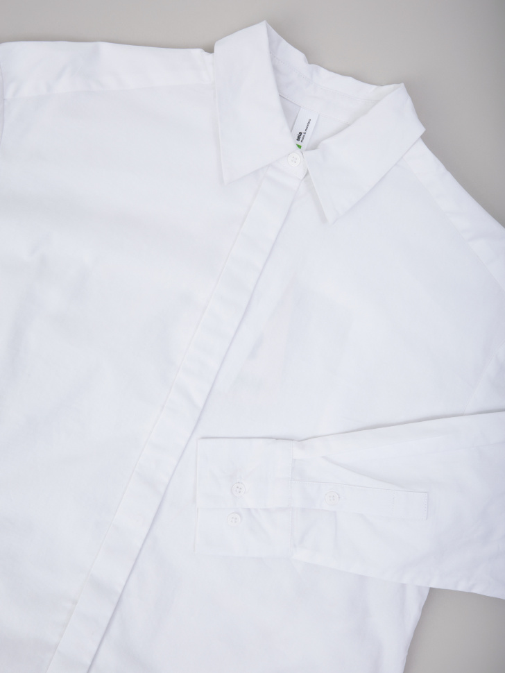 Белая блузка оверсайз для девочек - фото 4