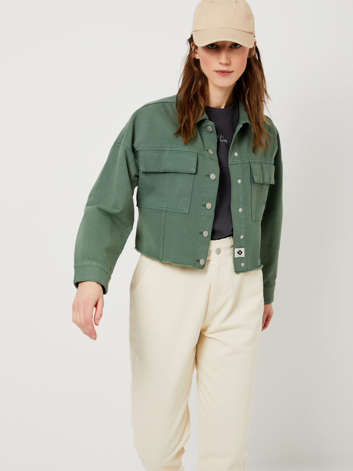 Джинсовая куртка из органического хлопка (зеленый, S) sela 4603375495189