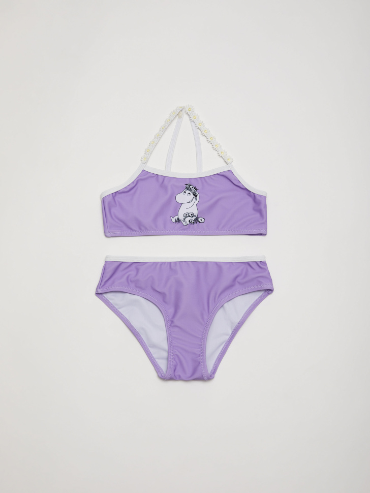 Раздельный купальник с принтом Moomin Муми Тролль для девочек (фиолетовый, 104-110) sela 4680129516482 - фото 1