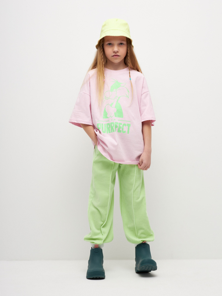Велюровые джоггеры для девочек (зеленый, 146) sela 4680129602642 - фото 2