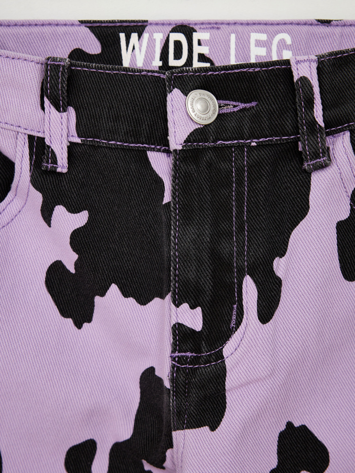 Широкие джинсы с коровьим принтом для девочек - фото 6