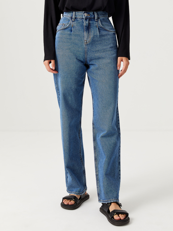 Широкие джинсы с защипами (синий, S) sela 4640078616671 - фото 2