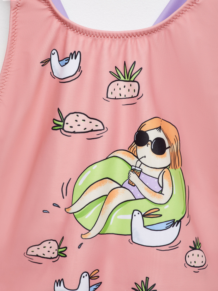 Слитный купальник с принтом для девочек (розовый, 104-110/ 4-5 YEARS) sela 4680129257507 - фото 2