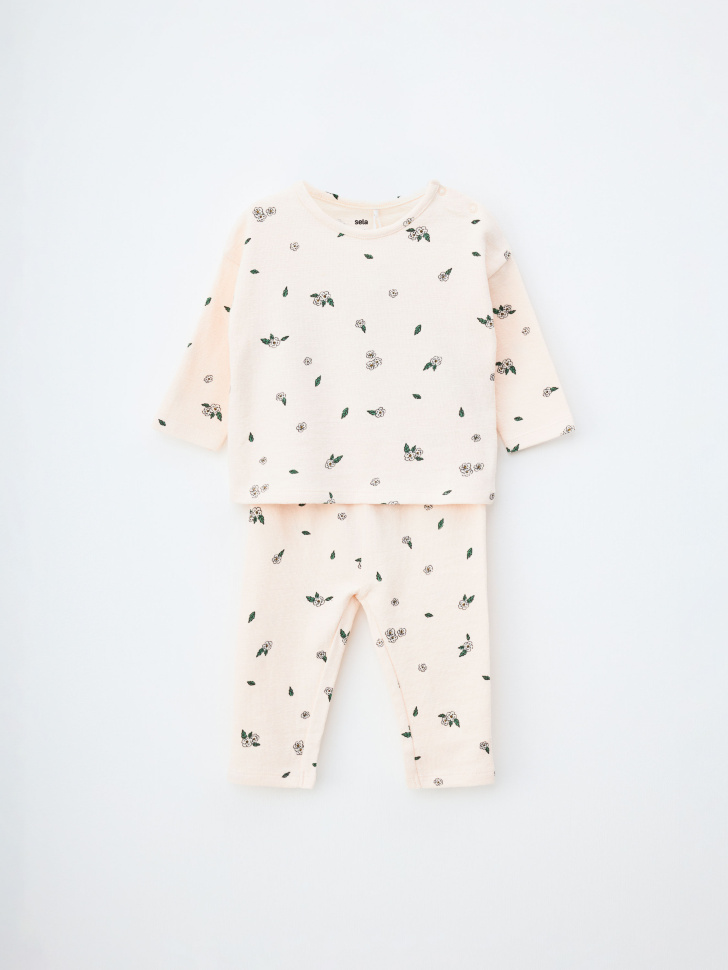 Трикотажная пижама с принтом для малышей - фото 1