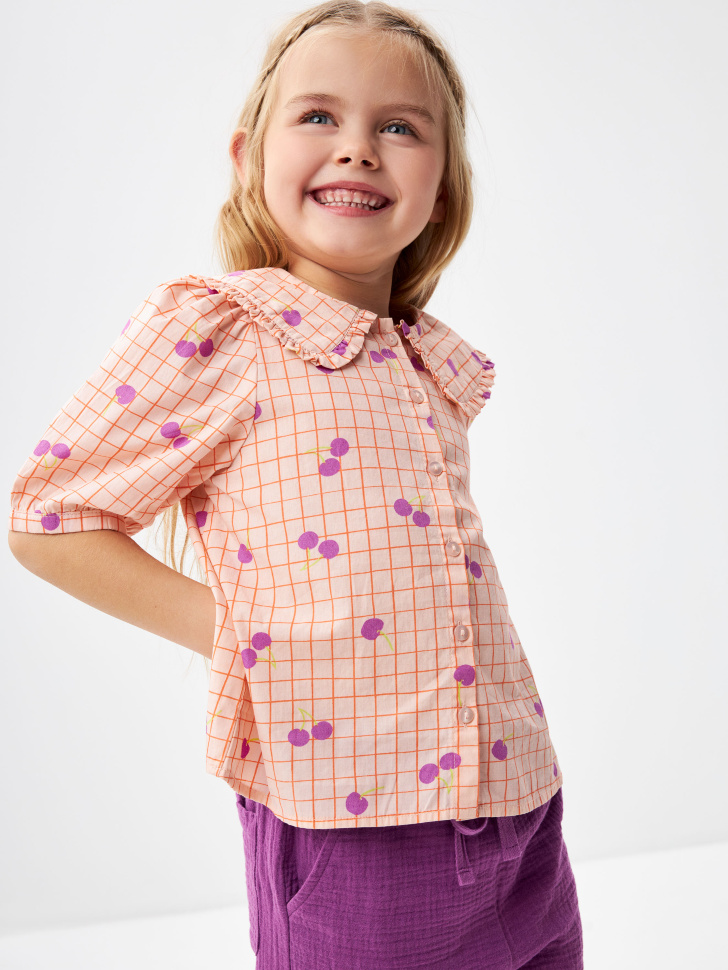Блузка из с принтом для девочек (розовый, 104) sela 4680168565243 - фото 4