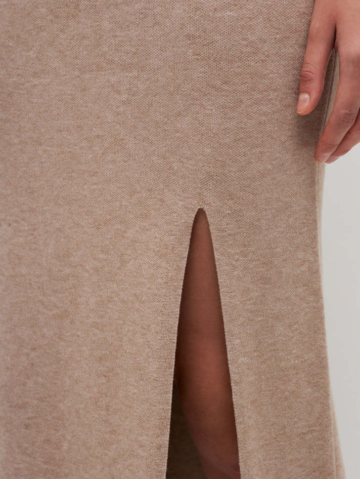 Вязаная юбка с разрезом (коричневый, M) sela 4680129902070 - фото 4