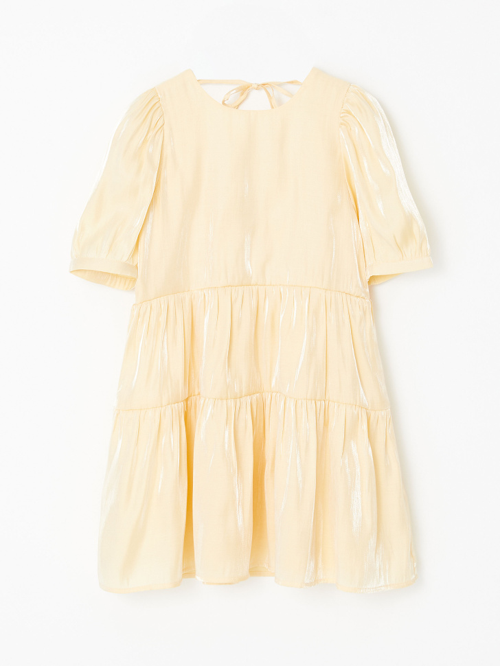 Ярусное платье с эффектом металлик для девочек (желтый, 146/ 11-12 YEARS) sela 4680129165482 - фото 2