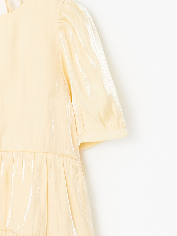 Ярусное платье с эффектом металлик для девочек (желтый, 146/ 11-12 YEARS) sela 4680129165482 - фото 3