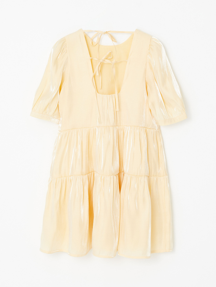 Ярусное платье с эффектом металлик для девочек (желтый, 146/ 11-12 YEARS) sela 4680129165482 - фото 4