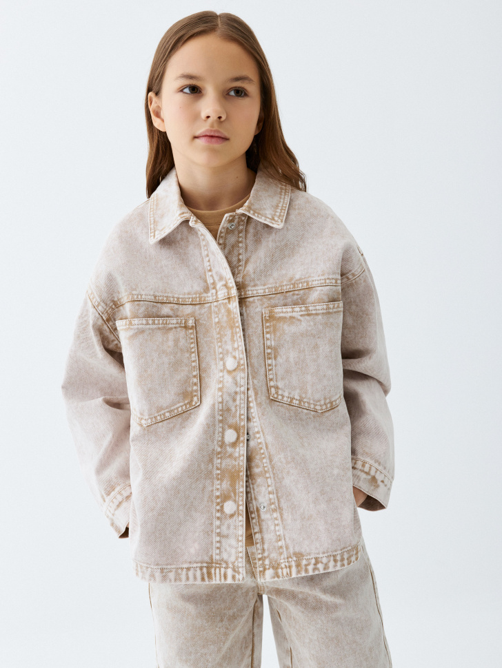 Джинсовая куртка-рубашка для девочек - фото 1