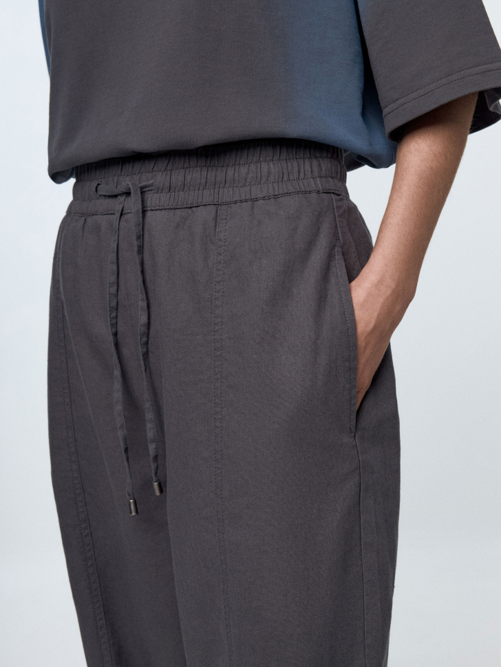 Укороченные брюки из смесового льна - фото 2