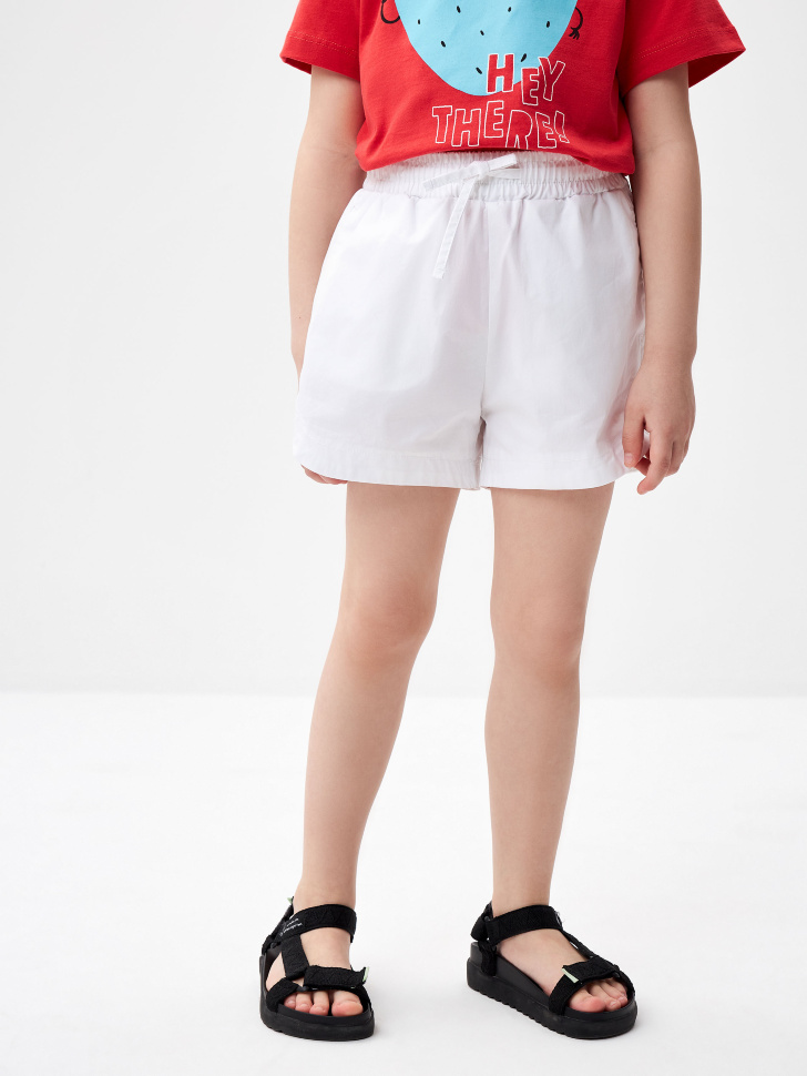 Хлопковые шорты для девочек (белый, 98) sela 4680168379444 - фото 2