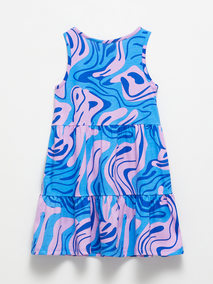 Трикотажное платье с принтом для девочек (синий, 92) sela 4680129813635 - фото 3
